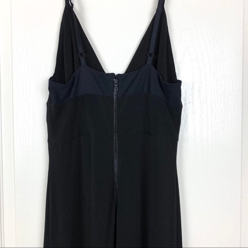 New Alice + Olivia Devlin plunge neck mesh insert v-neck maxi column gown dress - Picture 14 of 16